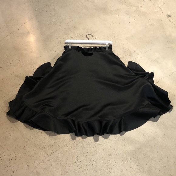 Paskal AW/15 Black Frilled Charmeuse A-Line Skirt - Picture 2 of 11